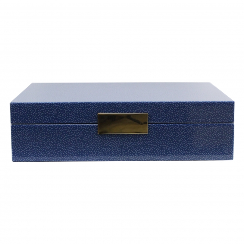 Box in imitation shagreen blue and silver