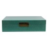 Box in green and silver imitation stingray leather