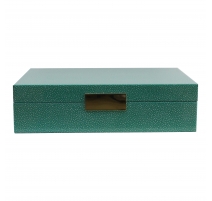 Box in imitation shagreen green and silver