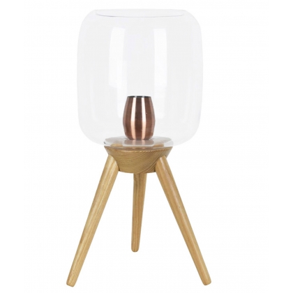 Lampe Filtone-L en bois et globe en verre