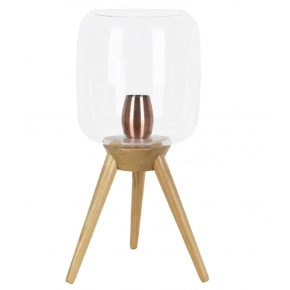 Lampe Filtone-L en bois et globe en verre