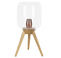 Lampe Filtone-L en bois et globe en verre