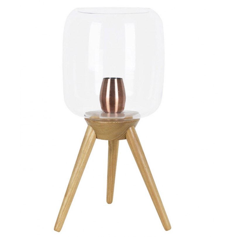 Lampe Filtone-L aus holz und glaszylinder