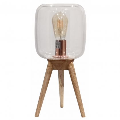 Lampe Filtone-L en bois et globe en verre