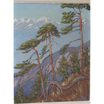 Paintings | Painting: ‘Mountains and Trees’. Moinat SA  – Antiques and home décor