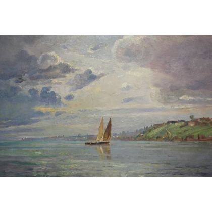 Tableau \"Collonge-Bellerive\" signé BAUDIT 1931