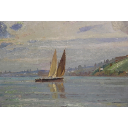Tableau \"Collonge-Bellerive\" signé BAUDIT 1931