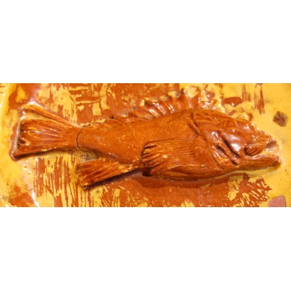 Fisch-Teller aus Nyoner Steingut von Moinat SA – Antiquitäten und Dekoration