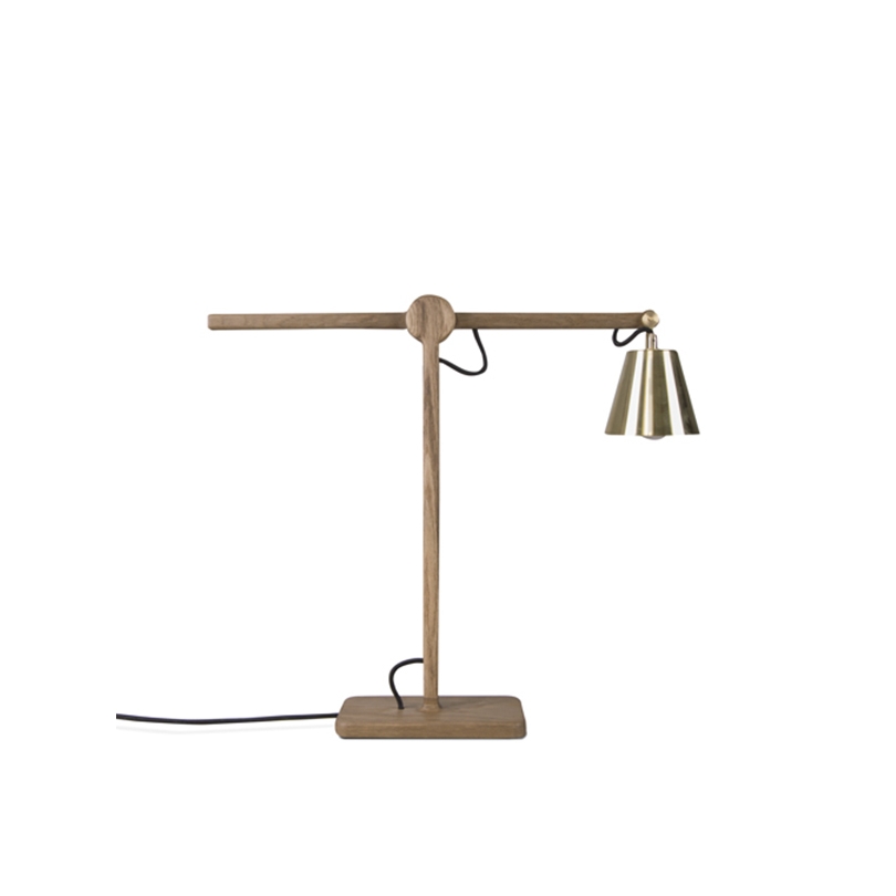 Lampe de bureau Harmony en chêne et laiton