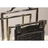 Porte-revues avec poche, noir façon croco