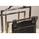 Porte-revues avec poche, noir façon croco