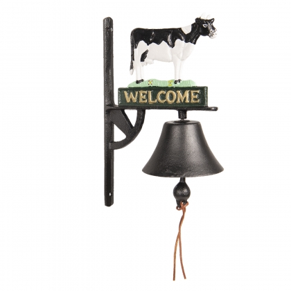 Cloche d\'entrée Vache polychrome en fonte