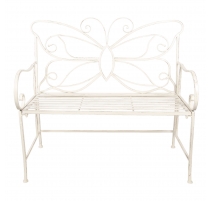Banc de jardin Papillon en tubes de fer peint blan