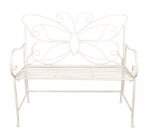 Banc de jardin Papillon en tubes de fer peint blan