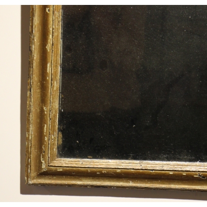 Miroir cadre simple en bois doré, glace au mercure