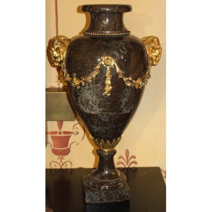 A pair of Louis XVI marble vases decorated with bronze