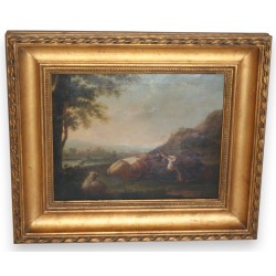 Tableau \"Paysage avec vaches\".