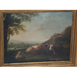 Paintings | Painting: ‘Landscape with Cows’. Moinat SA  – Antiques and home décor