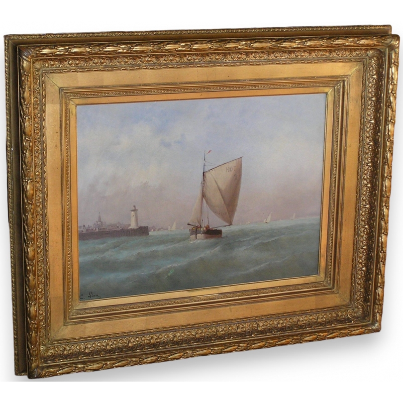Paintings | Painting entitled ‘Marine’. Moinat SA  – Antiques and home décor