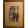 Tableau \"L\'artiste à la palette\" signé H. WEBER 40