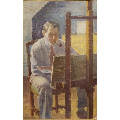 Tableau \"L\'artiste à la palette\" signé H. WEBER 40