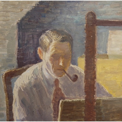 Tableau \"L\'artiste à la palette\" signé H. WEBER 40