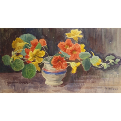 Aquarelle "Capucines" signé H. WEBER 60