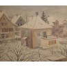 Aquarelle "Village sous la neige" signé H. WEBER