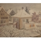 Aquarelle "Village sous la neige" signé H. WEBER