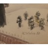 Aquarelle "Village sous la neige" signé H. WEBER