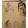 Collage de dessins "Portraits" signés H. WEBER