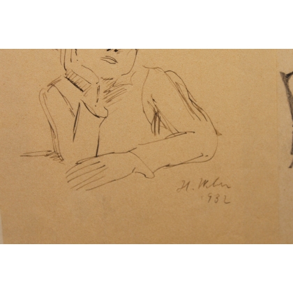 Collage de dessins "Portraits" signés H. WEBER