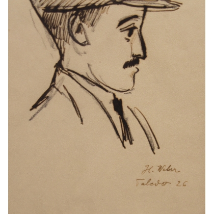 Collage de dessins "Portraits" signés H. WEBER
