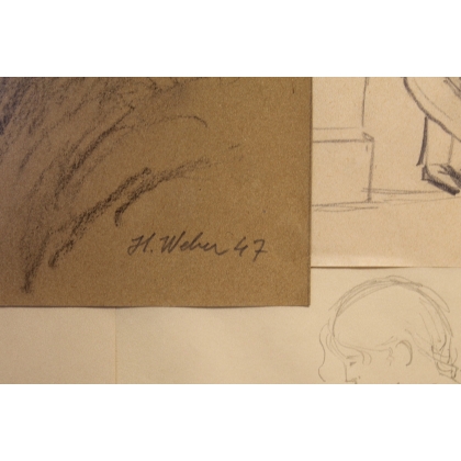 Collage de dessins "Portraits" signés H. WEBER