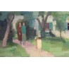 Tableau \"Au jardin\" signé H. WEBER
