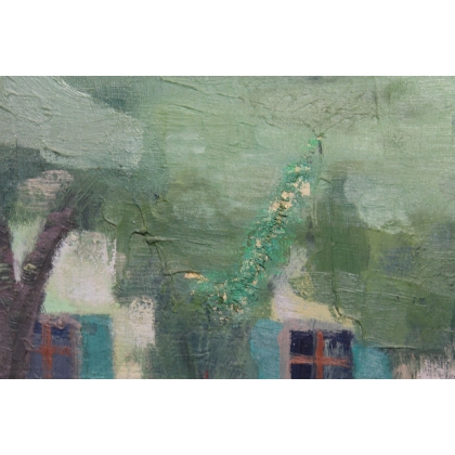 Tableau \"Au jardin\" signé H. WEBER