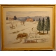 Aquarelle "Ferme sous la neige" signé H. WEBER 34