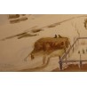 Watercolour painting ‘Farm in the Snow’ signed H. WEBER 34