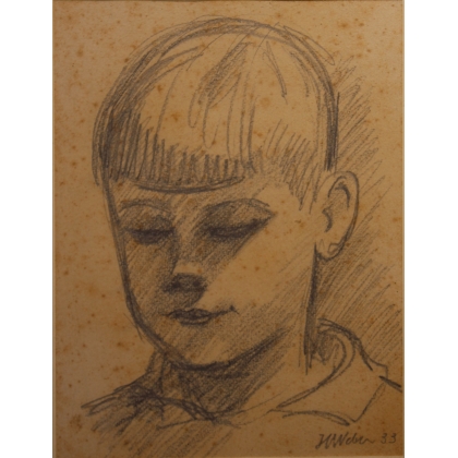 Dessin "Portrait de Peter" signé H. WEBER 33