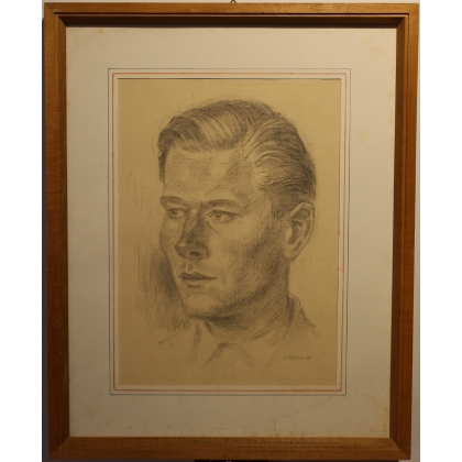 Dessin "Portrait de Peter" signé H. WEBER 49