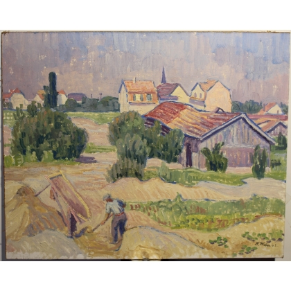 Tableau \"Les moissons\" signé H. WEBER 42