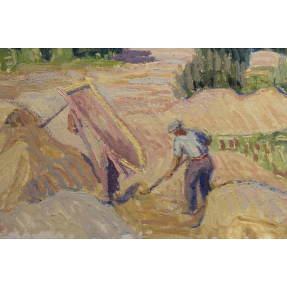 Tableau \"Les moissons\" signé H. WEBER 42