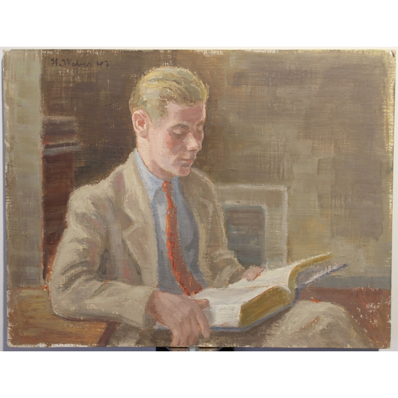 Tableau "Peter à la lecture" signé H. WEBER 47