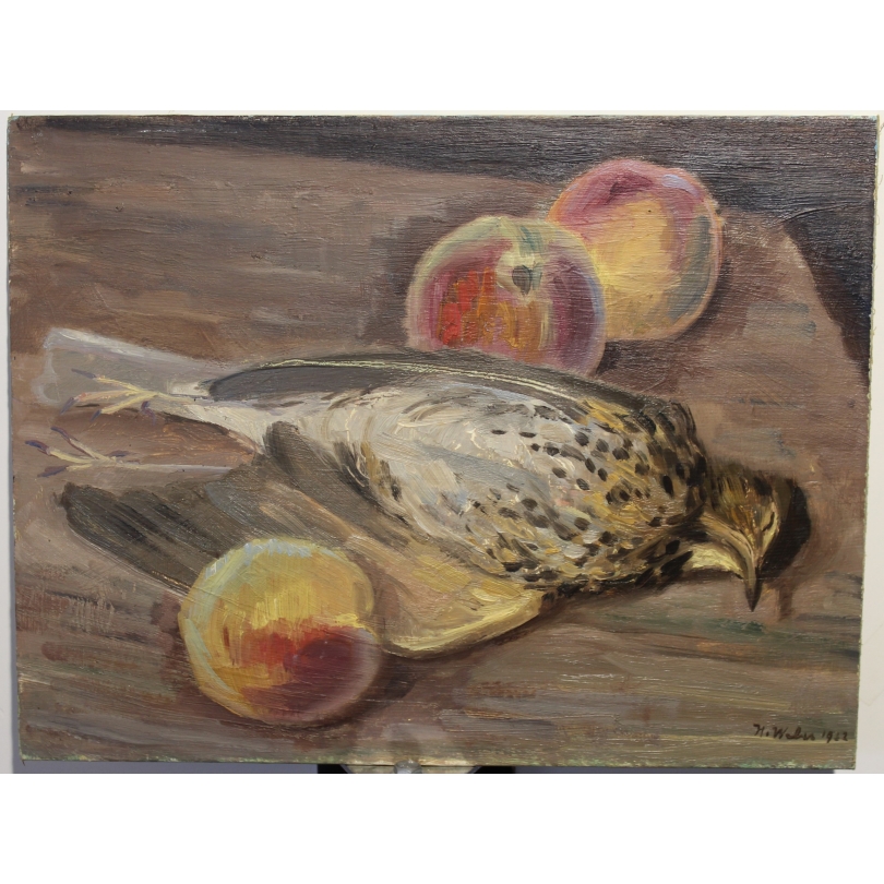 Tableau \"Grive\" signé H. WEBER