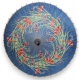 Ombrelle chinoise en bambou, papier bleu à fleurs