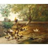 Tableau \"Basse-cour\" signé J. COPPENOLLE