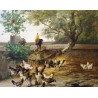 Tableau \"Basse-cour\" signé J. COPPENOLLE