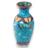 Vase cloisonné décor de fleurs sur fond bleu