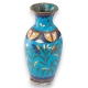 Vase cloisonné décor de fleurs sur fond bleu