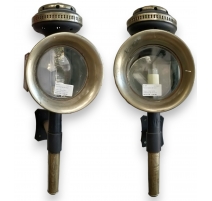Pair of coach lamps, brass and